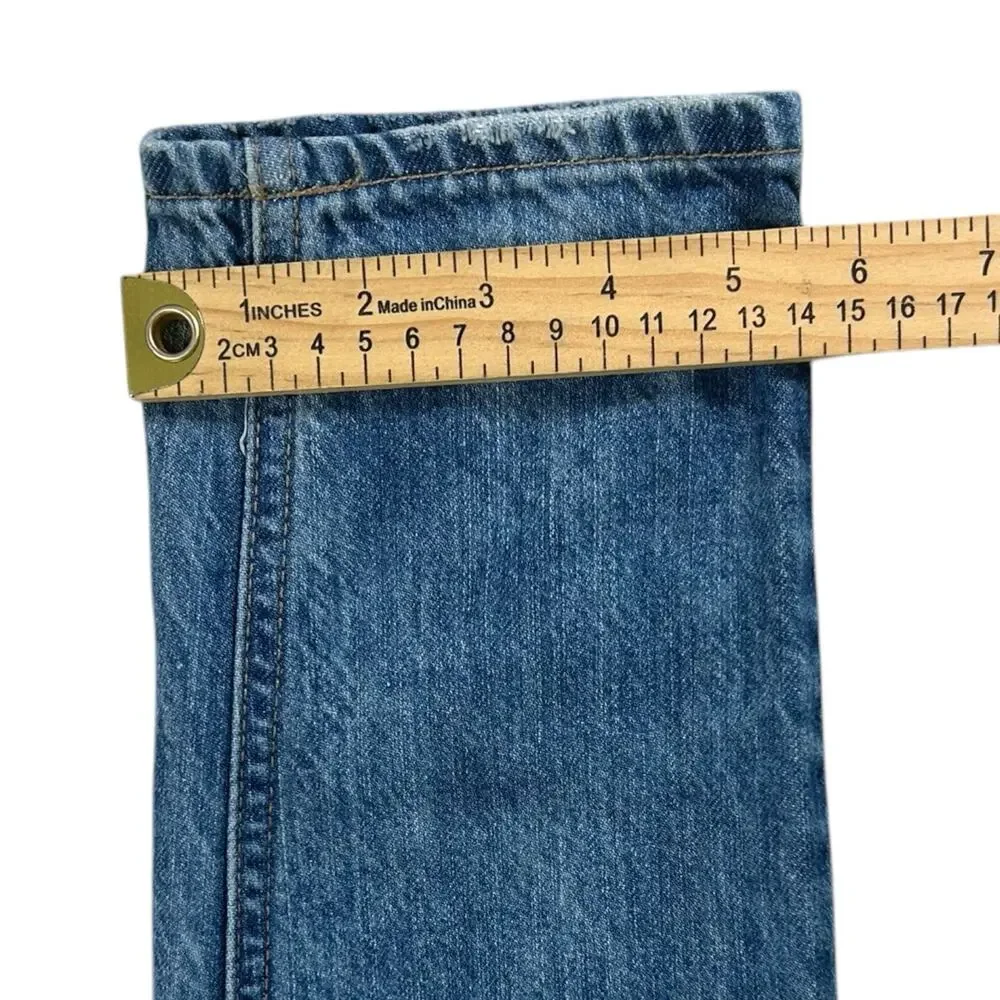 Almost Famous Distressed Mom Jeans Womens Juniors Size 1 Medium Wash Blue Ripped - Picture 12 of 14
